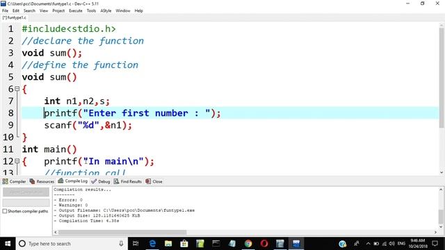 Function without argument without return value in c смотреть онлайн