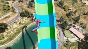 GTA 5 Water Slides | Spider-Shark vs SPIDERMAN Jumps/Fails (Ragdolls & Funny Moments)