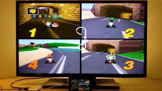 Mario Kart 64 LG G5 HDMI 4 players Xbox 360 controllers TV Nintendo 64 emulator Android smartphone смотреть онлайн