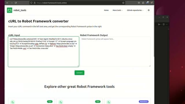 cURL to Robot Framework converter смотреть онлайн