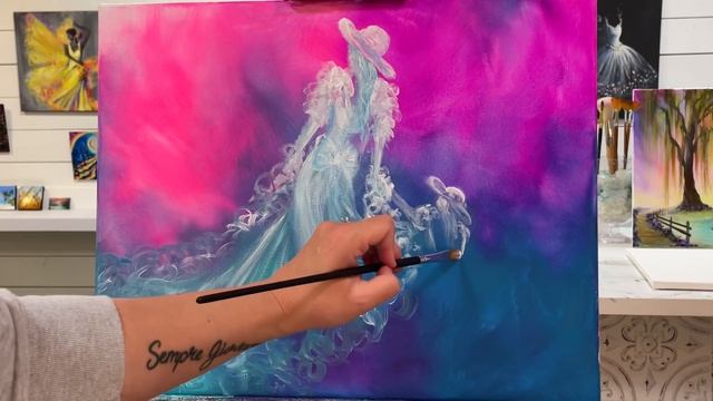 Acrylic Painting Tutorial “Mother and Daughter In Dresses” смотреть онлайн