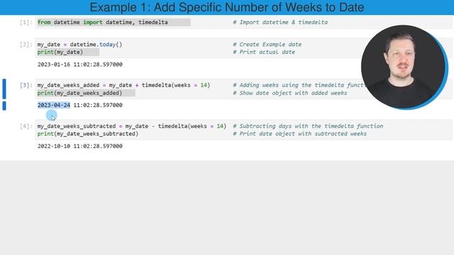 Add & Subtract Weeks to & from Date in Python (2 Examples) | datetime Module & timedelta() Function смотреть онлайн