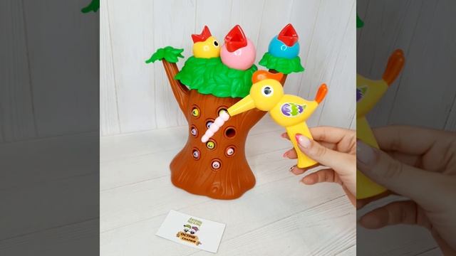 Развивающая игра Накорми птенца с магнитными червячками, 228K47, для детей от 3 лет, Пакунок малюка