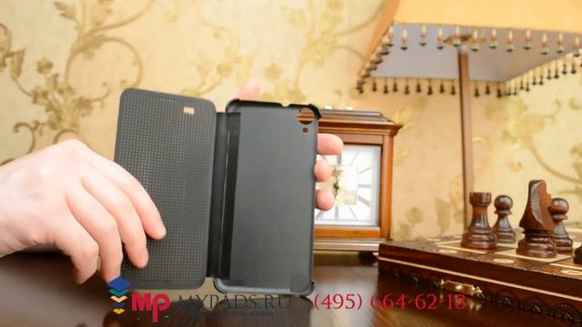 Фирменный оригинальный умный чехол Dot View flip case для HTC Desire 820 dual sim черный смотреть онлайн