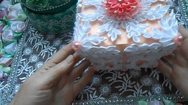 COPYRIGHT WORKS Kanzashi. BOX. АВТОРСКИЕ РАБОТЫ КАНЗАШИ. #3ШКАТУЛКИ