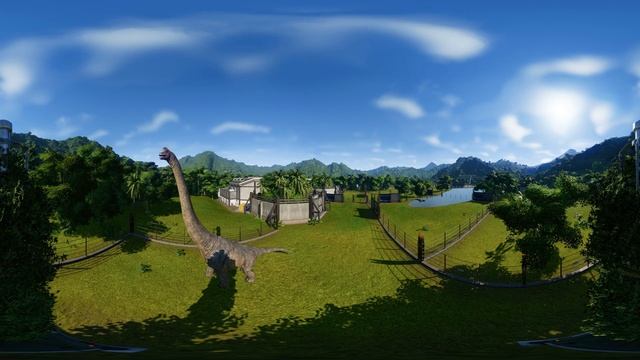 360 video JURASSIC WORLD Evolution VR - Largest Dinosaurs eats Brachiosaurus 4K смотреть онлайн