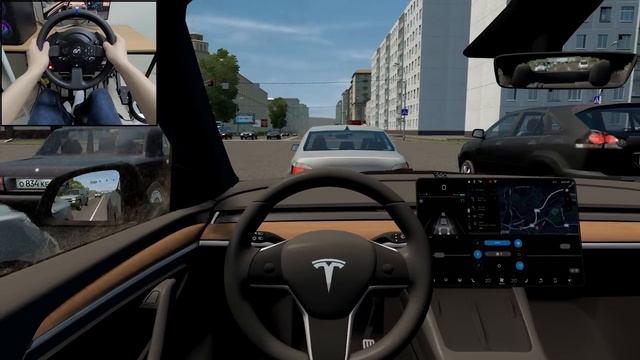 City Car Driving - Tesla Model Y [Steering wheel gameplay] смотреть онлайн