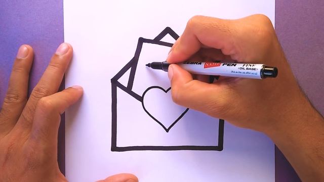 How to draw a cute Love Envelope Supper Easy, Draw for Valentine's Day, Draw cute things смотреть онлайн