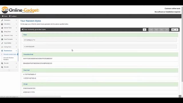 Random Bytes Generator смотреть онлайн