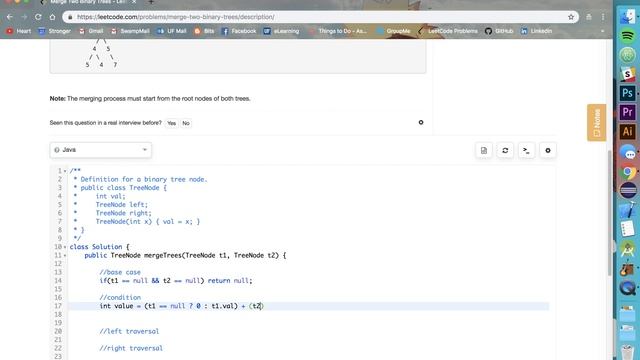 LeetCode Problem 617: Merge Two Binary Trees (Java) смотреть онлайн