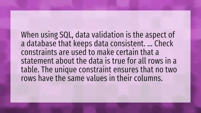 What is data validation in SQL? смотреть онлайн