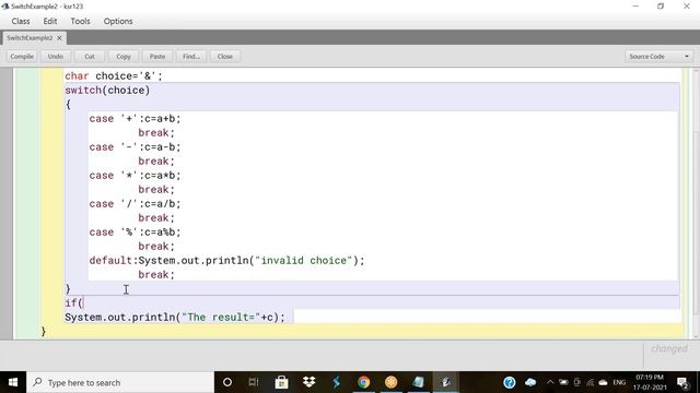 java-(conditional operator, switch case, while loop) смотреть онлайн