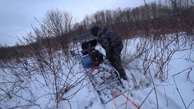 Первые лесные испытания мотобуксировщика с лыжным модулем Альбатрос-XLV9 Mini Light