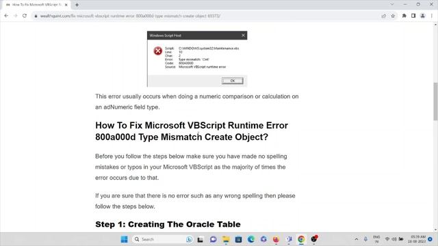 How To Fix Microsoft VBScript Runtime Error 800a000d Type Mismatch Create Object смотреть онлайн