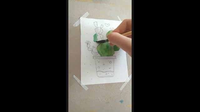 Открытка акварелью. Кактус смотреть онлайн