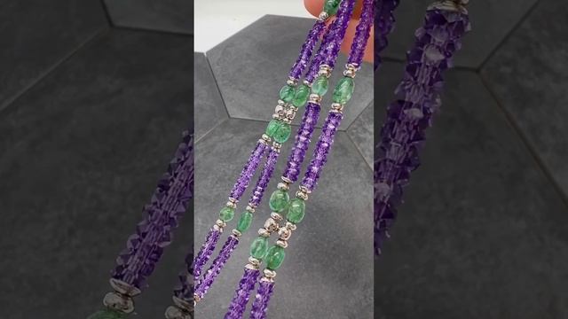 Украшение с АМЕТИСТОМ и ИЗУМРУДОМ #украшения #шайдова #jewelry #бусы #эксклюзивныеукрашения #колье смотреть онлайн