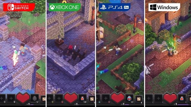 Minecraft Dungeons (2020) Nintendo Switch Vs XBOX ONE Vs PS4 PRO Vs PC | Graphics Comparison