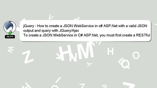 jQuery : How to create a JSON WebService in c# ASP.Net with a valid JSON output and query with JQue смотреть онлайн