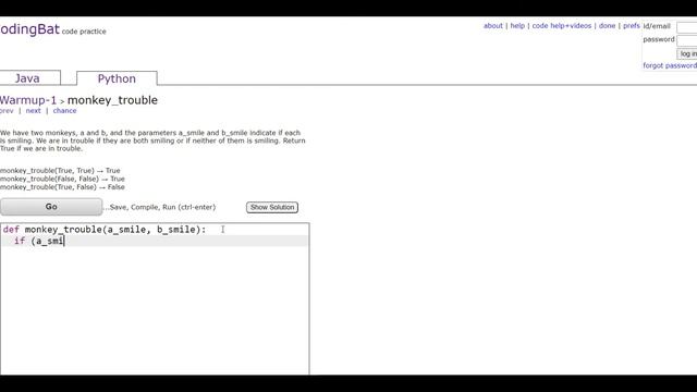 Warmup-1 (monkey_trouble) Python Tutoriall || Codingbat.com смотреть онлайн