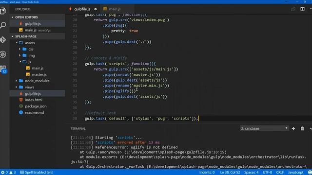 Splash Page Web Development Part 3.1 - Gulp Task Setup смотреть онлайн