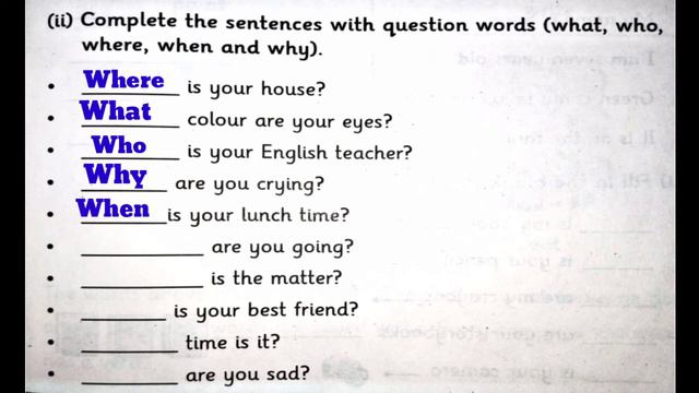 What,Why,Who,Where,When, Exercise For Kids.