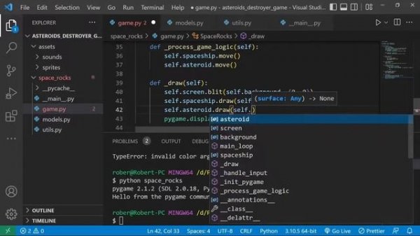 Asteroids Destroyer Game using #python - Part 1 - No Talking #programming #coding #games