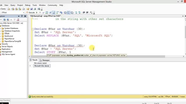STUFF, REPLACE in SQL server смотреть онлайн