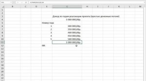 Расчет IRR (использование функции ВСД Excel)