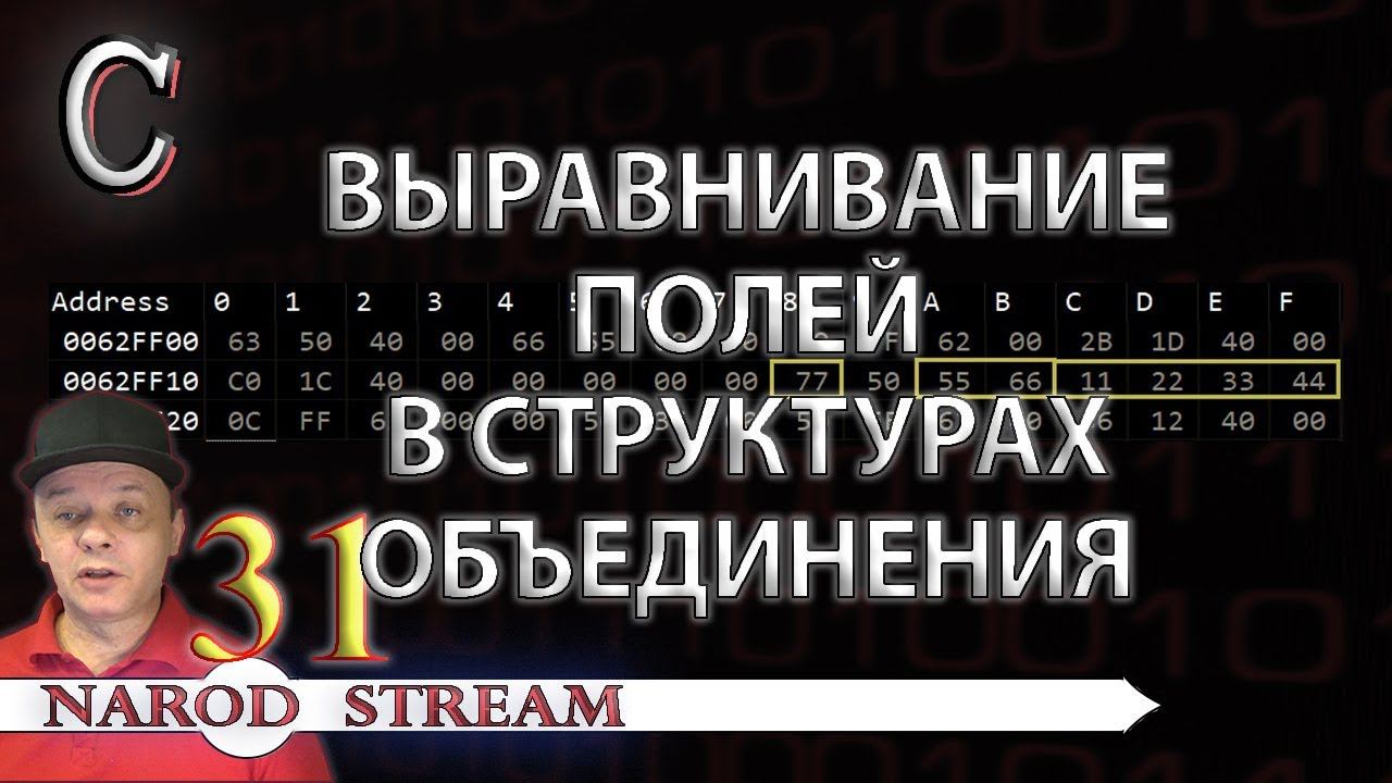 Программирование на C. Урок 31. Выравнивание полей в структурах. Объединения смотреть онлайн