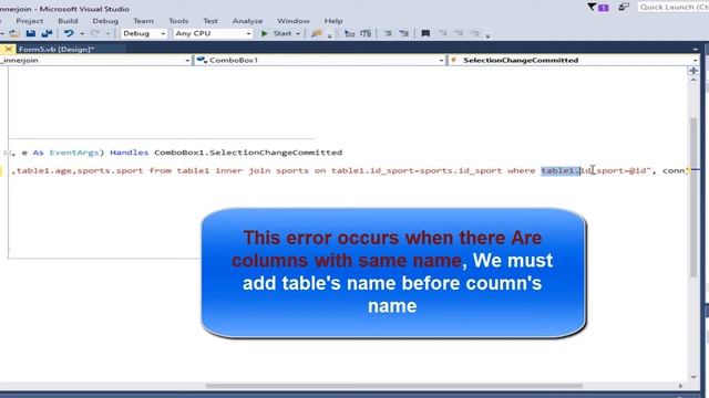 Programming VB net: How to Fix error ambiguous column name sql join смотреть онлайн