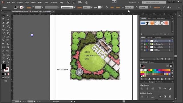 How to Label a Hand-Drawn Landscape Plan in Illustrator смотреть онлайн