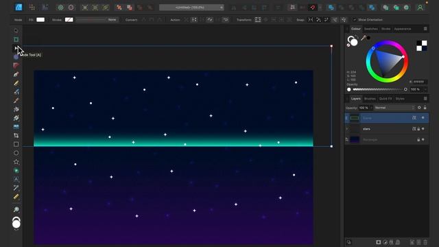 Northern Lights Aurora Night Sky Vector Art Tutorial Affinity Designer V2 смотреть онлайн