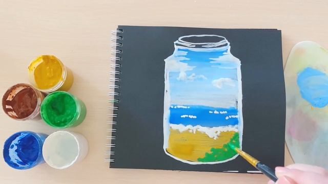 Как нарисовать пейзаж в банке. Рисунок на черной бумаге. Пошаговое рисование для начинающих смотреть онлайн