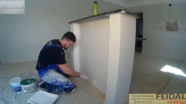 Оздоблення барної стійки декоративною штукатуркою "Діамант санд" з блискітками. смотреть онлайн