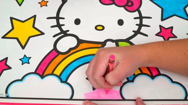 Coloring Hello Kitty Rainbows & Stars GIANT Coloring Page Crayola Crayons | KiMMi THE CLOWN смотреть онлайн
