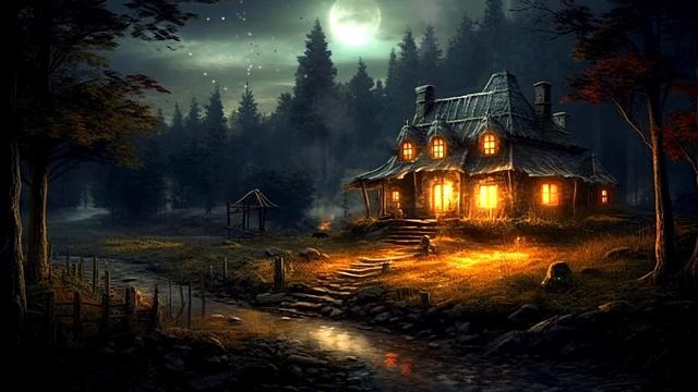 Звуки Ночного Леса. Звуки Костра, Совы, Ночных Птиц и Насекомых. Сон и Релакс в Лесном Домике. смотреть онлайн