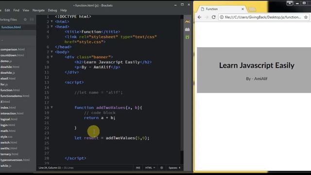 Local and Global Variable , Return, Naming Convention of Function - # 24 - Learn JavaScript Easily смотреть онлайн