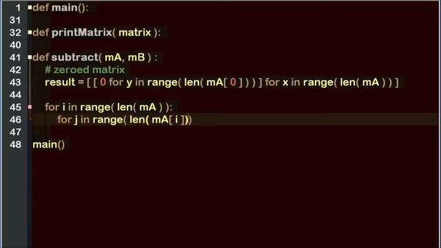 matrix subtraction in python ? смотреть онлайн
