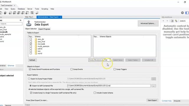 Creating a Dump file using MySQL workbench GUI смотреть онлайн