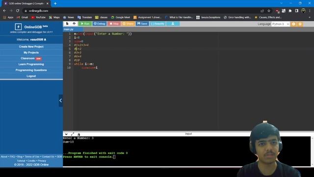 Program to print sum of first n numbers using Python смотреть онлайн