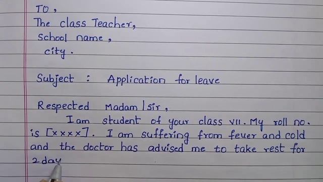 Leave letter for class teacher | School leave letter for fever | Sick Leave смотреть онлайн