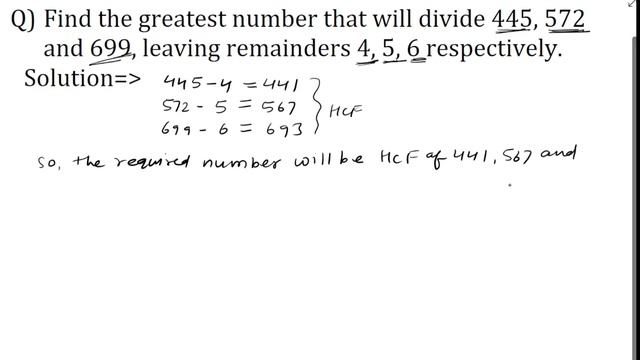Find the greatest number that will divide 445,572and 699 leaving remainders 4,5,6 respectively смотреть онлайн