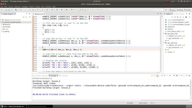Nvidia CUDA С Уроки. Знакомство с нитями. Расщепление блока на нити. Программирование GPU.