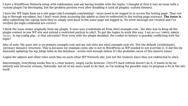 Wordpress: WP Multisite login not working on one subsite. Possibly cookies/ history issue? смотреть онлайн