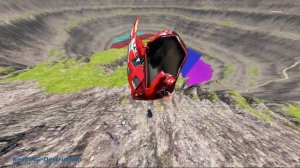 BeamNG drive - Leap Of Death Car Jumps & Falls Into Rainbow Colors Lake #2 | BeamNG-Destruction