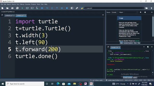 Draw a letter T using turtle() смотреть онлайн