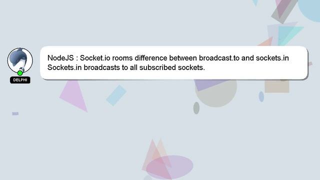 NodeJS : Socket.io rooms difference between broadcast.to and sockets.in смотреть онлайн