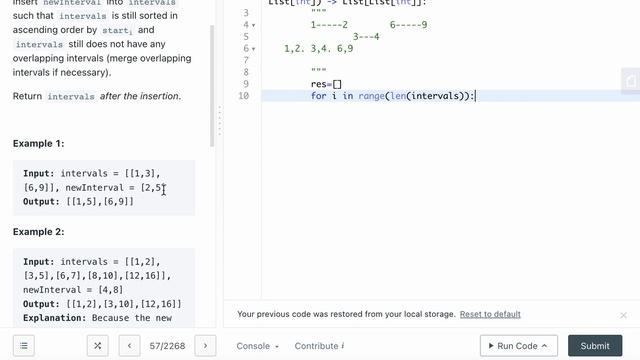 LEETCODE 57 INSERT INTERVAL PYTHON смотреть онлайн