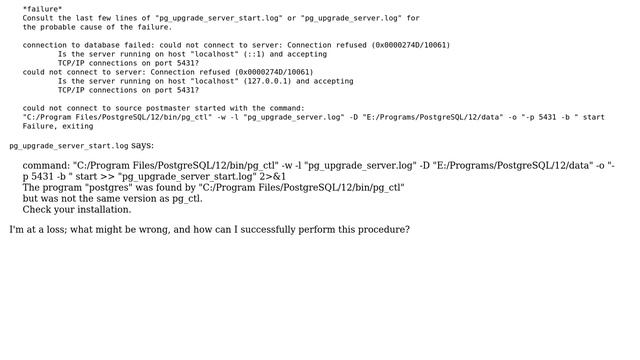 Databases: Upgrading Postgres 12 to 13: 'pg_upgrade.exe' fails смотреть онлайн