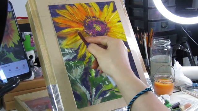 SOFT PASTEL Drawing flowers – SUNFLOWER painting | Blocks and Pencils | CHALK| SOFT PASTEL PAINTING